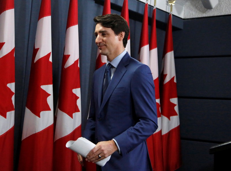 Canada's Prime Minister Justin Trudeau speaks at a news conference in Ottawa