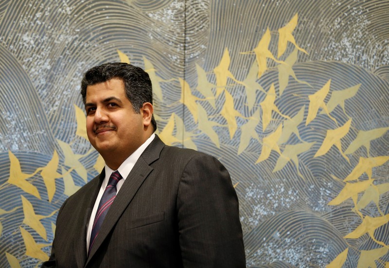 Khalid al-Hussan attends a signing ceremony at Tokyo Stock Exchange