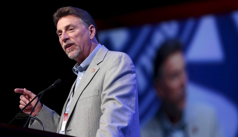 UAW Vice President Norwood Jewell addresses their Special Bargaining Convention held at COBO Hall in Detroit