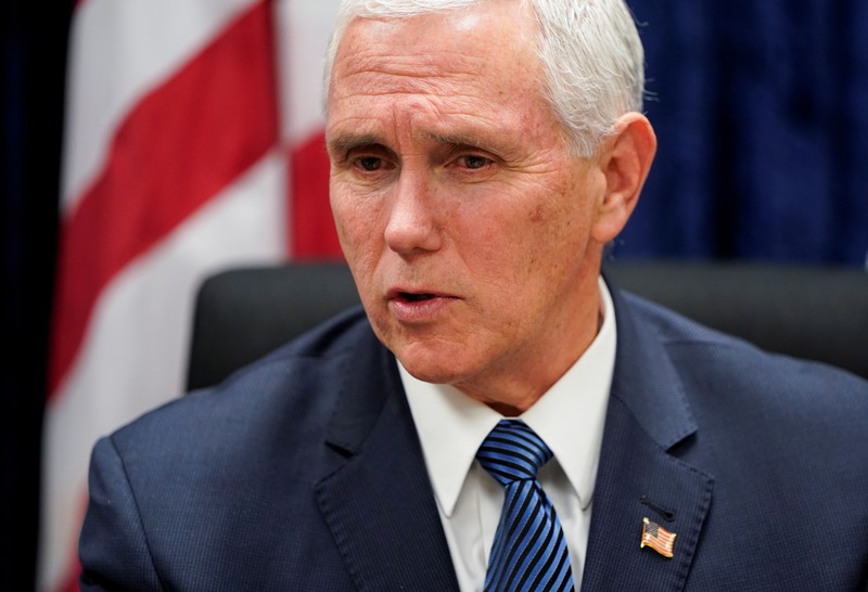 U.S. Vice President Mike Pence speaks during a meeting at the U.S. Customs and Border Protection Advanced Training Facility in Harpers Ferry, West Virginia
