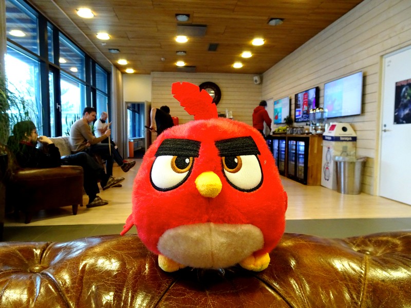 An Angry Birds game character is seen at the Rovio headquarters in Espoo
