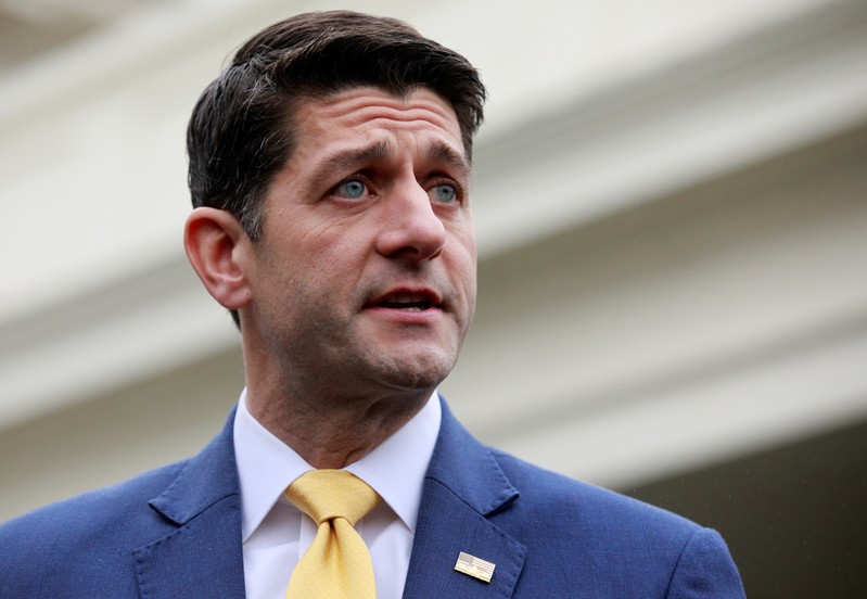U.S. Republican House leaders speak after meeting with Trump at the White House in Washington