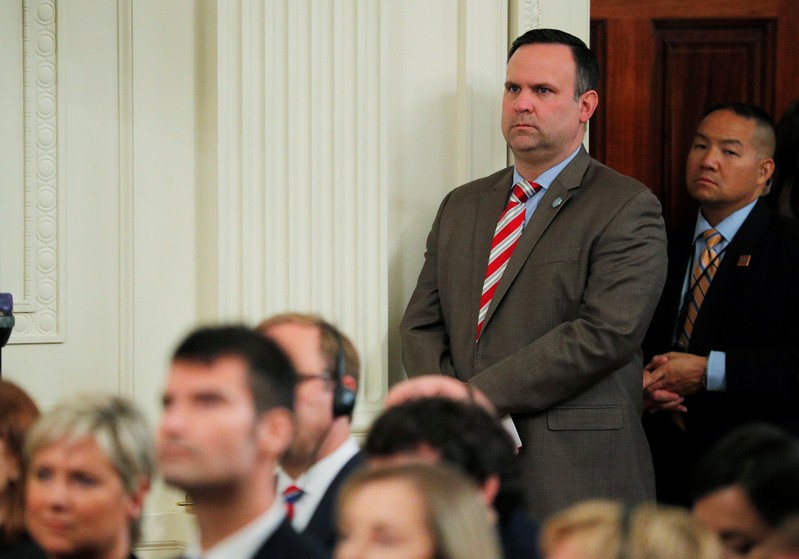 White House Social Media Director Scavino awaits start of joint news conference at the White House in Washington