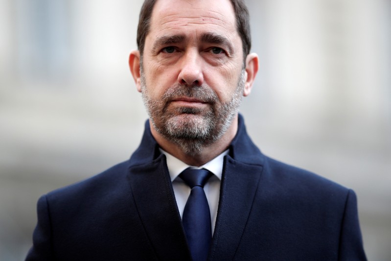 French Interior Minister Christophe Castaner attends a ceremony at the Police Prefecture in Paris