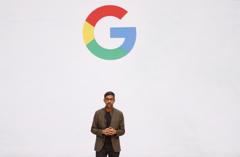 Google CEO Sundar Pichai speaks during the Google keynote address at the Gaming Developers Conference in San Francisco