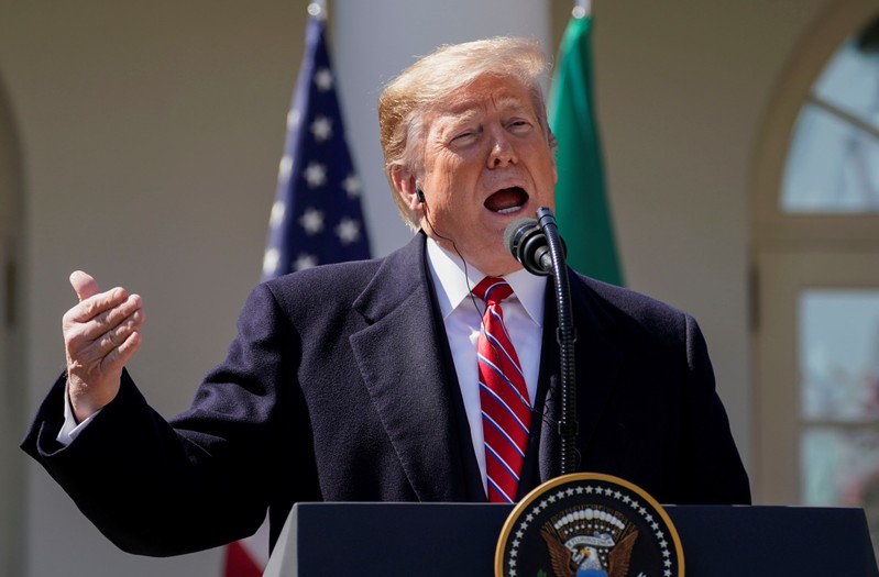 U.S. President Donald Trump and Brazil's President Jair Bolsonaro hold a joint news conference at the White House in Washington