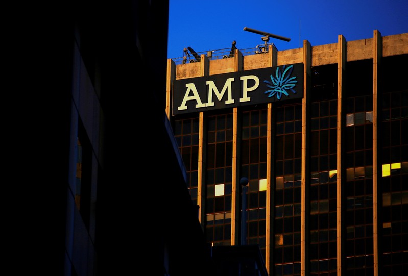 FILE PHOTO: The logo of AMP adorns the head office of Australia's biggest retail wealth manager in Sydney