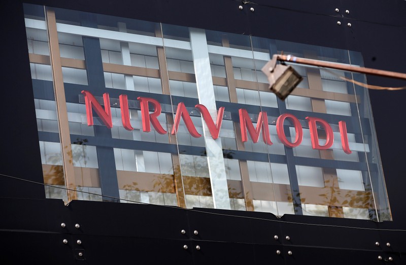 A Nirav Modi showroom is pictured in New Delhi