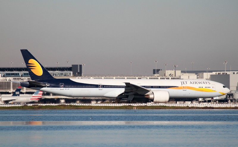 FILE PHOTO: A Jet Airways Boeing 777-300ER taxis at San Francisco International Airport, San Francisco, United States