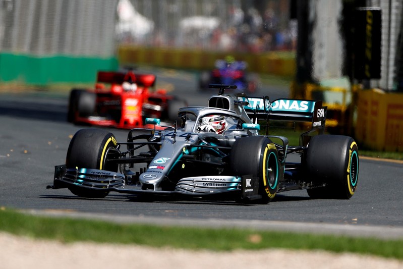 FILE PHOTO: Lewis Hamilton in action during practice for the Australian Grand Prix