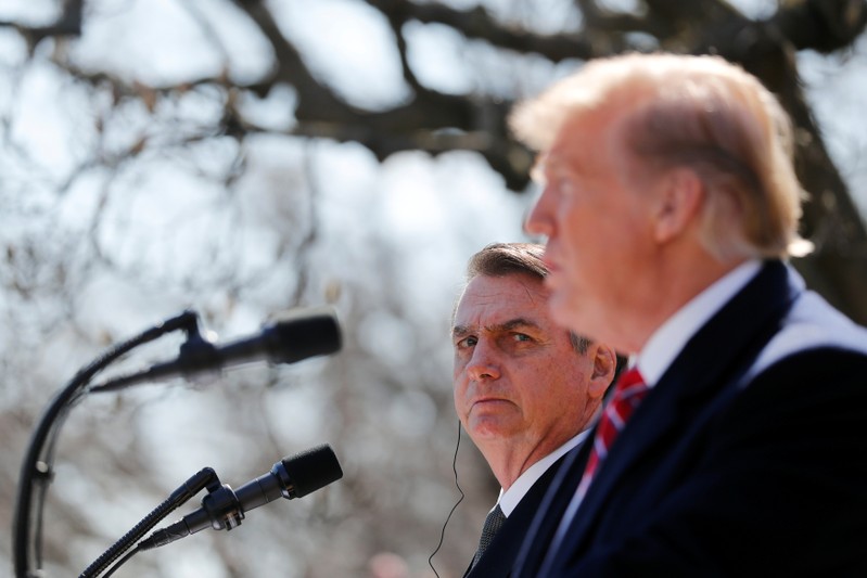 U.S. President Trump and Brazilian President Bolsonaro hold news conference at the White House in Washington