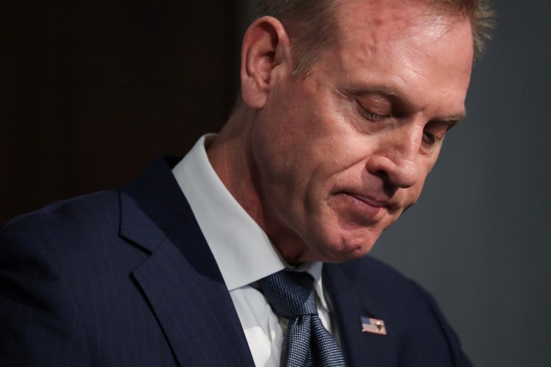 FILE PHOTO: U.S. acting Secretary of Defense Shanahan pauses during remarks on the proposed U.S. Space Force at a think tank in Washington