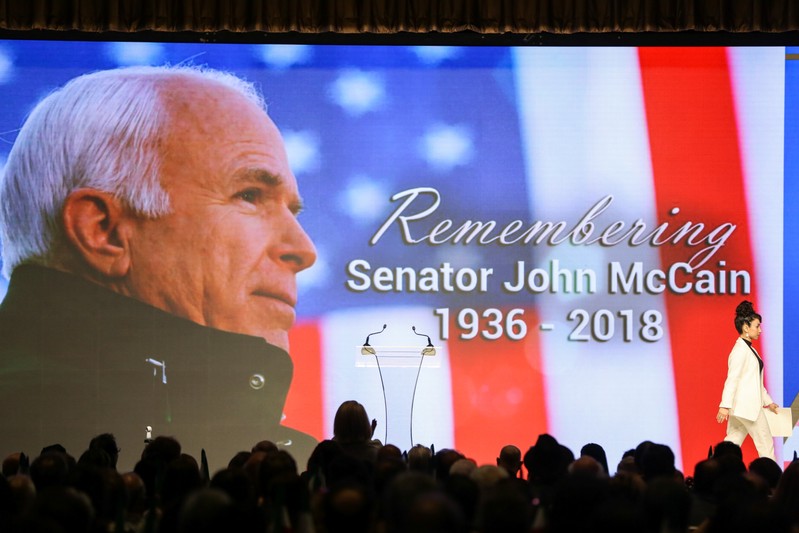 Late senator John McCain is honored during the 2018 Iran Uprising Summit in New York
