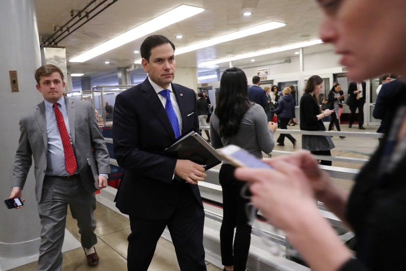 U.S. Senator Rubio arrives at the U.S. Capitol in Washington