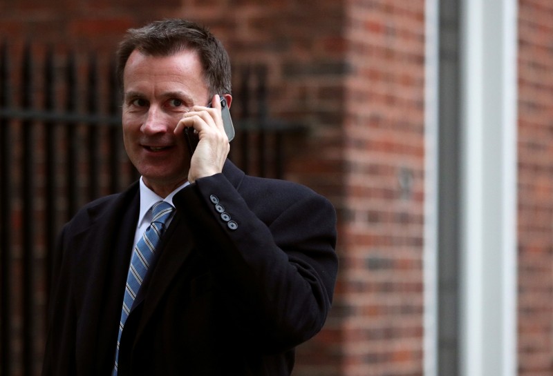 Britain's Foreign Secretary Jeremy Hunt is seen outside Downing Street in London