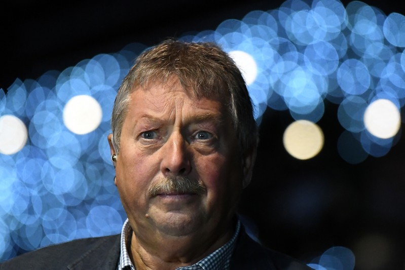 Democratic Unionist Party (DUP) Brexit spokesman Sammy Wilson MP speaks to media after the DUP annual party conference in Belfast