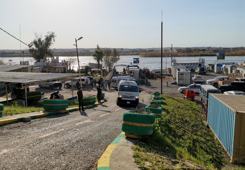 General view of the scene where an overloaded ferry sank in the Tigris river near Mosul in Iraq