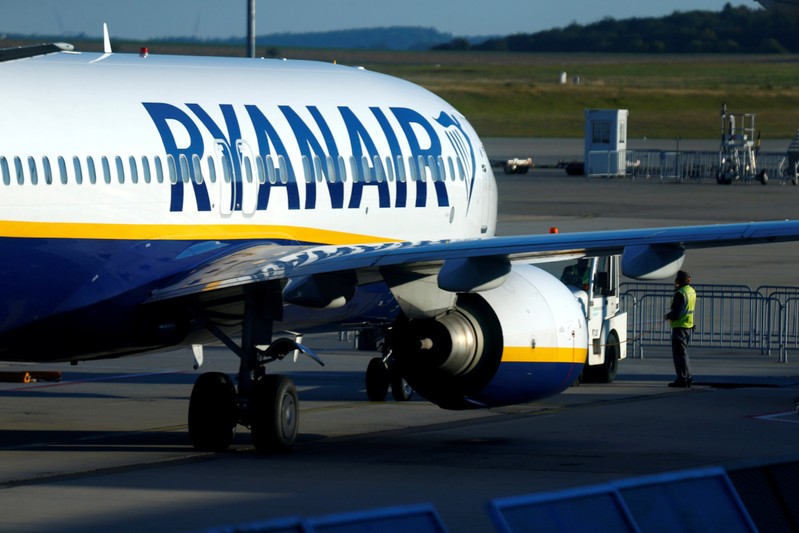 FILE PHOTO: Ryanair pilots and cabin crew stage a 24-hour strike in Germany