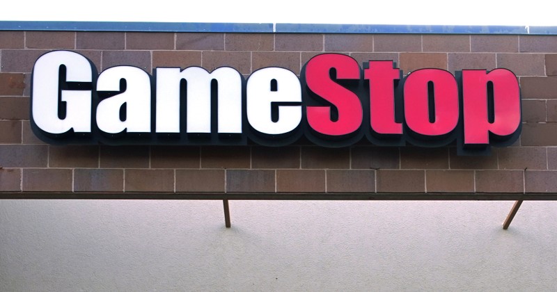 The GameStop store sign is seen at its shop in Westminster