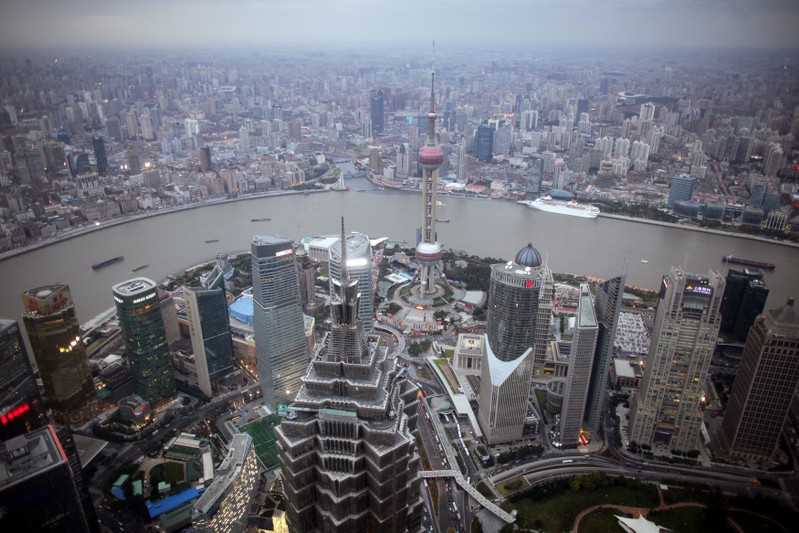FILE PHOTO: A view of the city skyline from the Shanghai Financial Center building