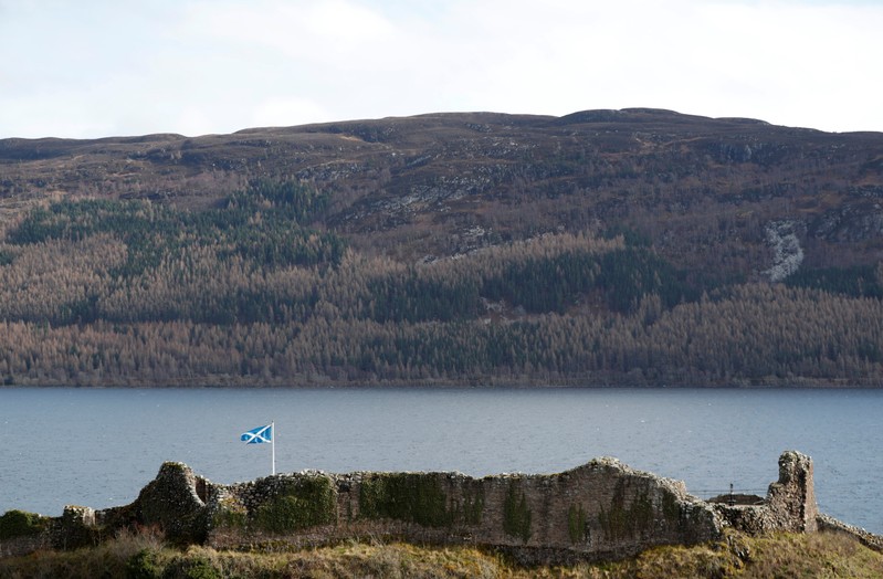 Urquhart Castle stands on the banks of Loch Ness near Inverness, Scotland