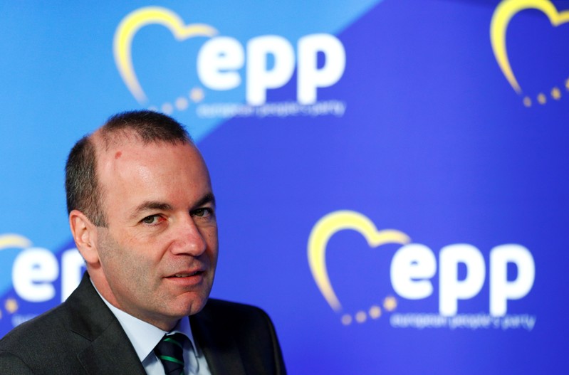 EU centre-right lead candidate Weber poses during an interview with Reuters in Brussels