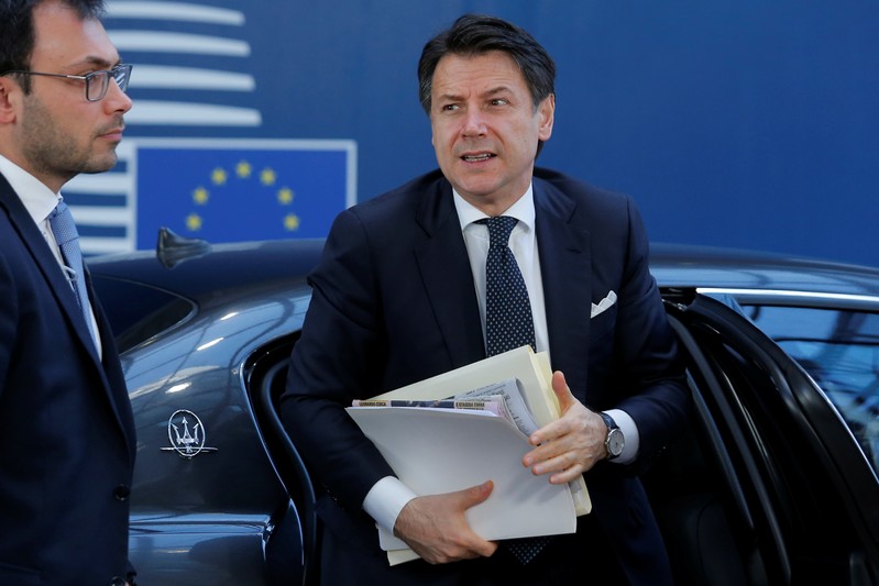 Italian Prime Minister Guiseppe Conte arrives at a European Union leaders summit in Brussels