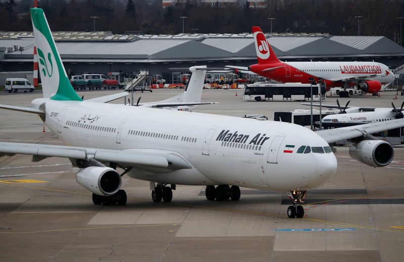 FILE PHOTO: An Airbus A340-300 of Iranian airline Mahan Air taxis at Duesseldorf airport