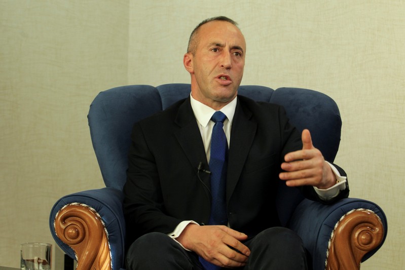 FILE PHOTO: Kosovo's Prime Minister Haradinaj talks during an interview withe Reuters in Pristina
