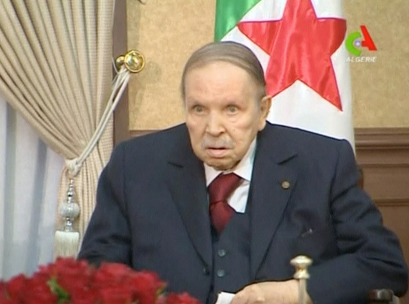 Algeria's President Abdelaziz Bouteflika looks on during a meeting with army Chief of Staff Lieutenant General Gaid Salah in Algiers