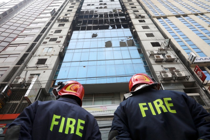 Building is seen where a fire broke out in Dhaka