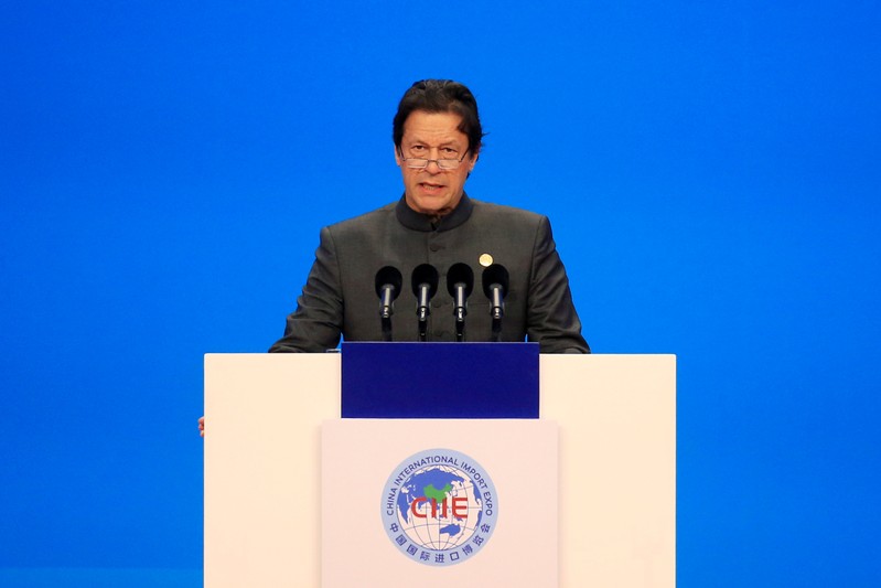 FILE PHOTO: Pakistani Prime Minister Imran Khan speaks at the opening ceremony for the first China International Import Expo (CIIE) in Shanghai
