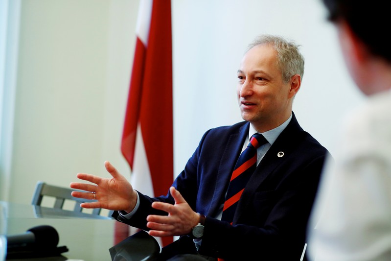 Latvian Minister of Justice Bordans speaks during an interview in Riga