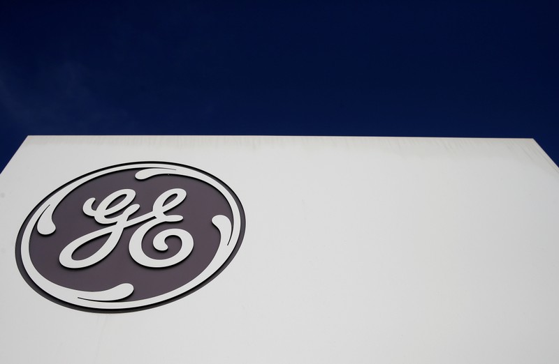 FILE PHOTO: The logo of US conglomerate General Electric is pictured at the company's site of its energy branch in Belfort