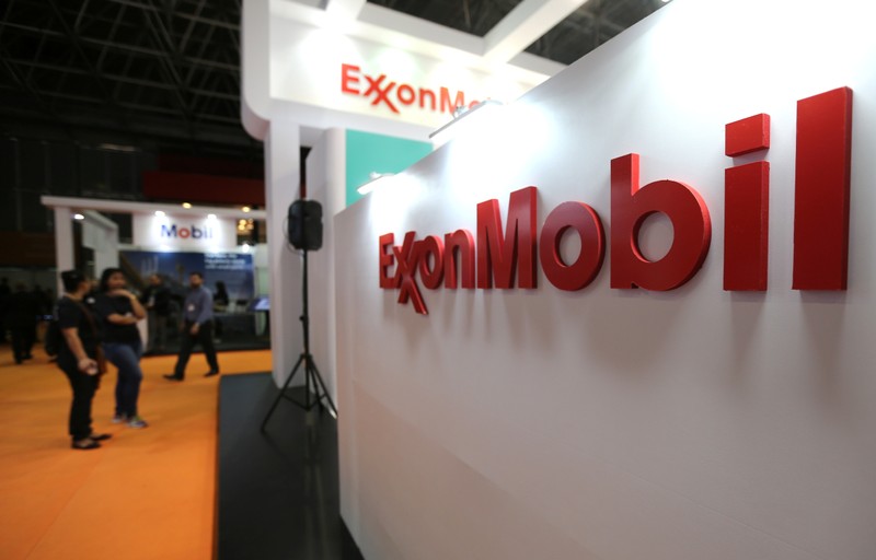 Logo of the Exxon Mobil Corp is seen at the Rio Oil and Gas Expo and Conference in Rio de Janeiro