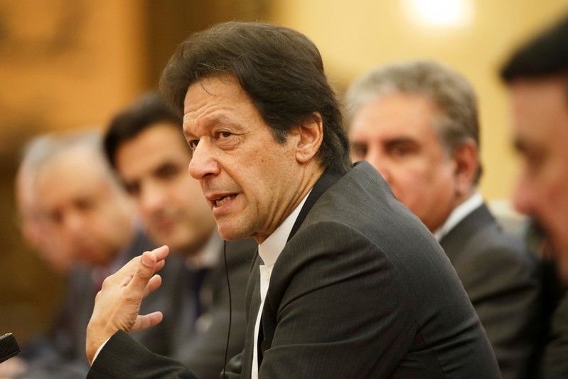 FILE PHOTO: Pakistani Prime Minister Imran Khan attends talks with Chinese President Xi Jinping at the Great Hall of the People in Beijing