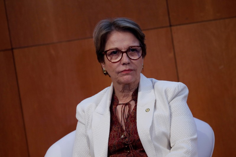 FILE PHOTO: Brazilian Agriculture Minister Tereza Cristina Dias attends the launching ceremony of a sustainability program by the National Agriculture Confederation (CNA) farmers union in Brasilia