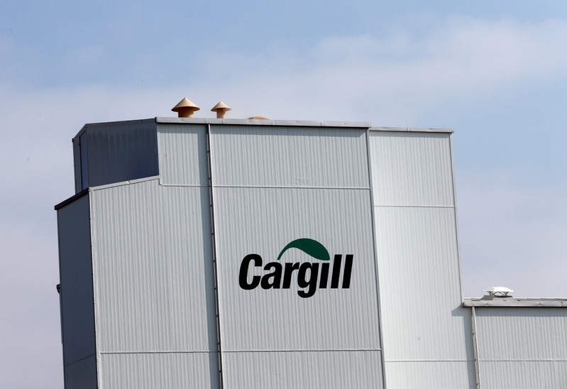 A Cargill logo is pictured on the Provimi Kliba and Protector animal nutrition factory in Lucens