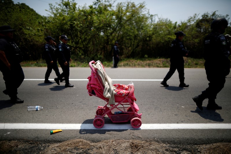 FILE PHOTO: A stroller abandoned by Central American migrants is seen after an immigration raid in their journey towards the United States, in Pijijiapan