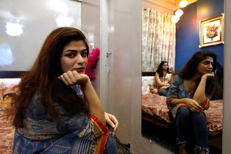 Shahzadi Rai, 29, a transgender woman and activist, poses during an interview with Reuters in Karachi