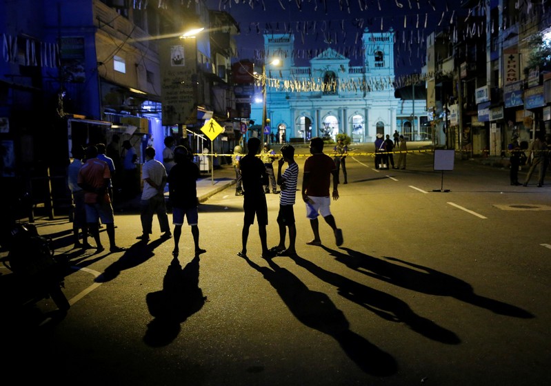 Security forces stand guard at St. Antony shrine, days after a string of suicide bomb attacks on churches and luxury hotels across the island on Easter Sunday, in Colombo