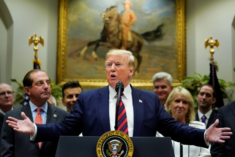 U.S. President Trump speaks at the White House in Washington