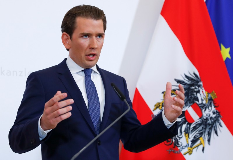 Austrian Chancellor Sebastian Kurz addresses the media in Vienna