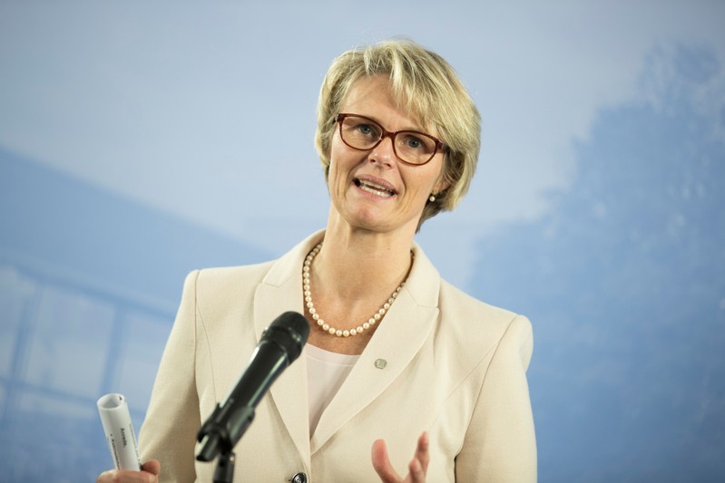 German Education Minister Anja Karliczek attends a press conference about the German AI strategy before the federal cabinet's meeting in Potsdam