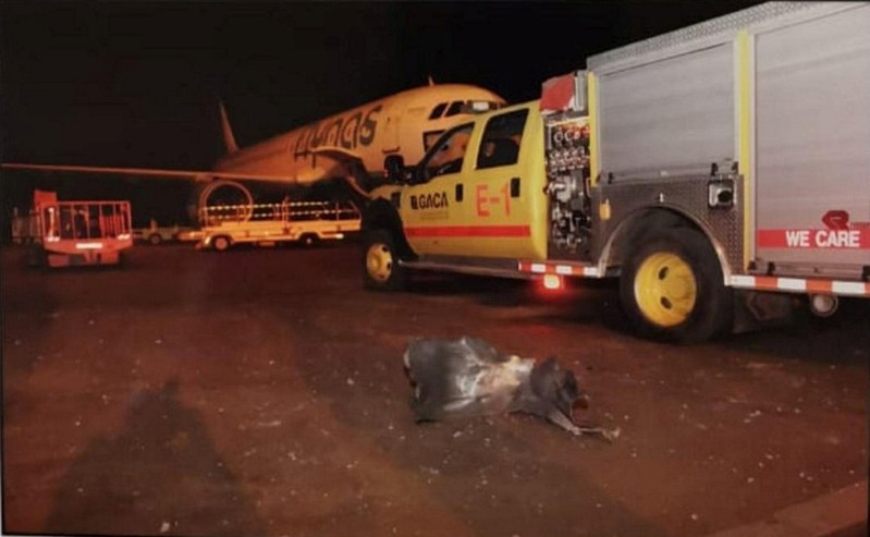 Debris is seen at Saudi Arabia's Abha airport after it was attacked by Yemen's Houthi groupin in Abha