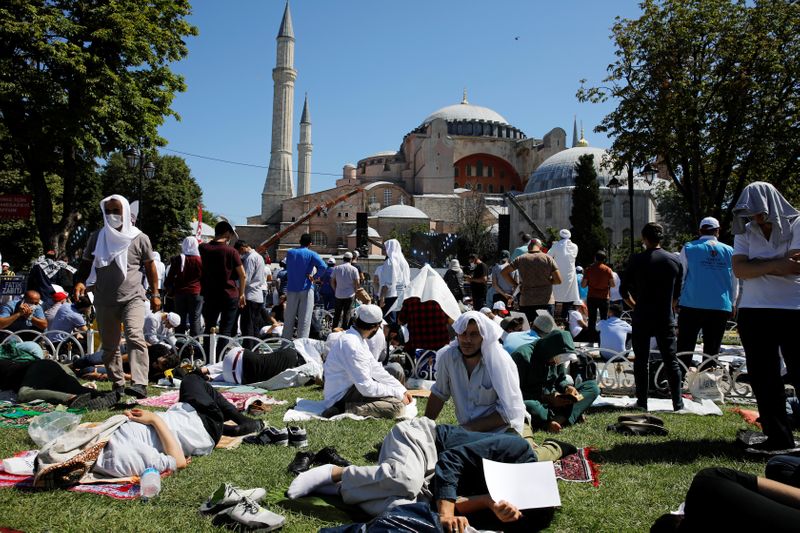 Friday prayers at Hagia Sophia Grand Mosque for the first time in 86 years, in Istanbul