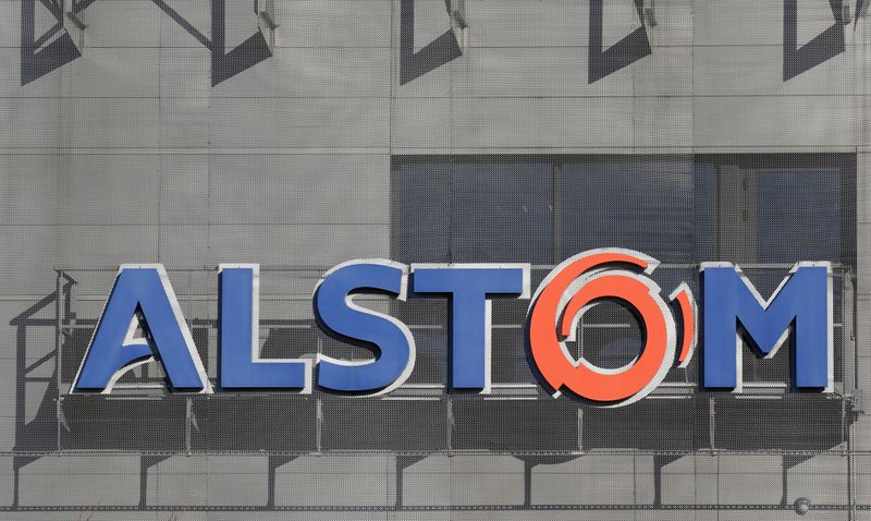FILE PHOTO: A logo of Alstom is seen at the Alstom's plant in Semeac near Tarbes